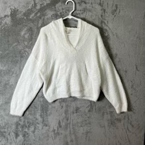 Pilcro Eyelash Hoodie Sweater Cozy Chic Effortless Size Medium White Loungewear